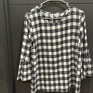 Plaid Black and White Women's Top